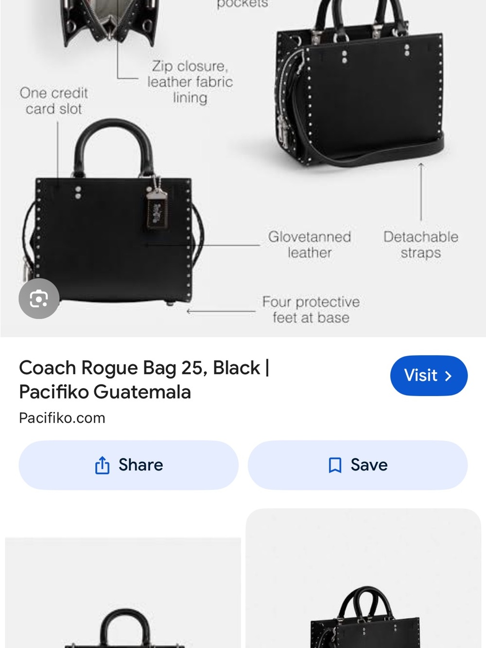 “IN SEARCH OF “Coach Black Rogue 25 Satchel with Studs